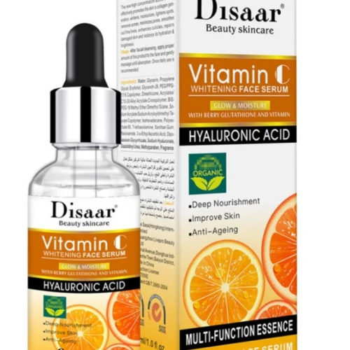 Disaar Organic Anti-Aging, Whitening & Moisturizing Face Serum with Vitamin C, Hyaluronic Acid & Berry Glutathione 30 ml