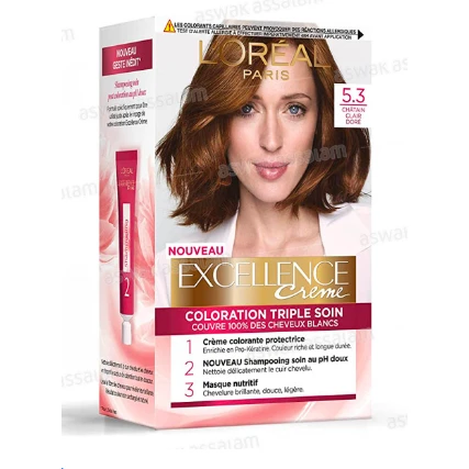 L'Oreal Excellence Triple Care Hair Color Cream Light Golden Brown 5.3