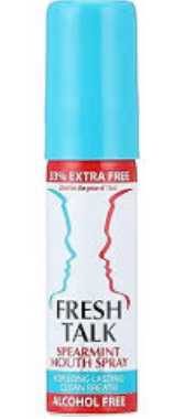 Fresh Talk Mouth Spray Spearmint Flavor for Long Lasting Clean Breath (33% Extra Free) - alcohol free