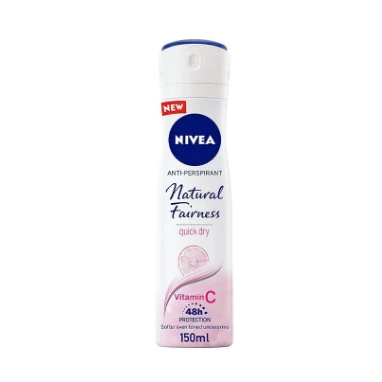 NIVEA Natural Radiance Quick Dry 72H Antiperspirant Deodorant Spray with Vitamin C for Women