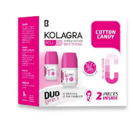 Kolagra 3in1 Whitening, Hair Delaying & 48H Antiperspirant Roll-On Deodorants with Vitamin C for Sensitive Skin - alcohol free, aluminum salt free, parabens free