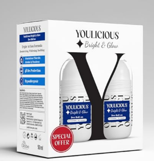 Youlicious Hypoallergenic Brightening & Glowing Roll-On Deodorants with Dermawhite WF Complex - vegan, alcohol free, parabens free