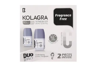 Kolagra 48H Whitening & Antiperspirant Roll-On Deodorants with Vitamin C for Sensitive Skin - fragrance free, alcohol free, aluminum salts free