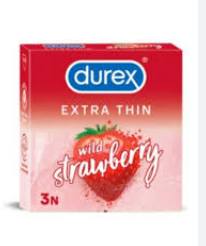 Durex Extra Thin Condoms Wild Strawberry Flavor