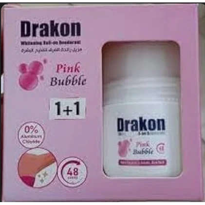 Drakon Whitening 48H Roll-On Deodorants Pink Bubble Scent for Women (1+1 Free) - aluminum chloride free