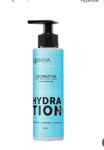 Bobana Hydration Leave In Hair Cream with Coconut Oil for Dry & Frizzy Hair - parabens free, sulfate free, silicone free