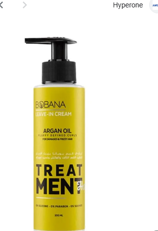Bobana Treatment Leave In Cream with Argan Oil for Damaged & Frizzy Hair - silicone free, parabens free, sulfate free
