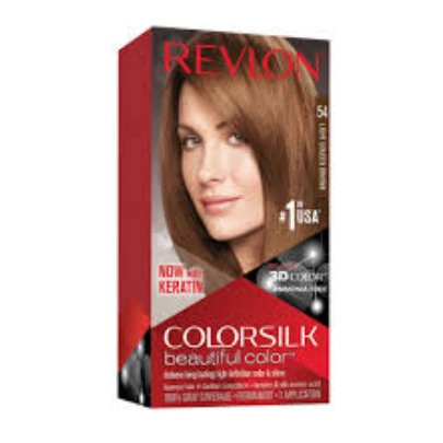 Revlon 3D Colorsilk Permanent Hair Coloring Kit with Keratin Light Golden Brown 54 - ammonia free