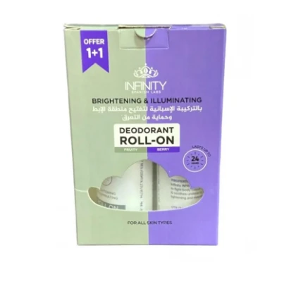 Infinity Brightening & Illuminating 24H Roll-On Deodorant Berry Scent (80ml) & Roll-On Deodorant Fruity Scent for All Skin Types (80ml) (1+1 Free) - cruelty free, alcohol free, hydroquinone free