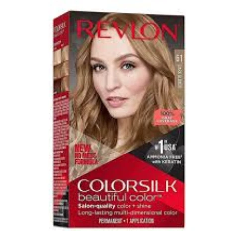 Revlon 3D Colorsilk Permanent Hair Coloring Kit with Keratin Dark Blonde 61 - ammonia free