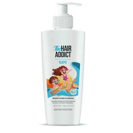 The Hair Addict Kids Bubble Trouble Conditioner with Moringa, Avocado & Panthenol for Detangled & Frizzy Hair - parabens free, colorants free, silicones free