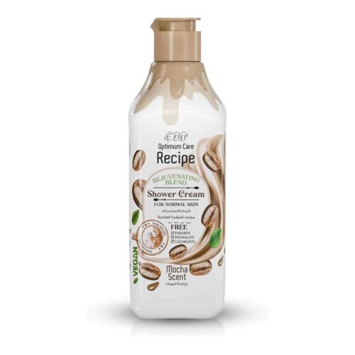 Eva Optimum Care Recipe Rejuvenating Blend Shower Cream Mocha Scent for Normal Skin - vegan, parabens free, phthalates free