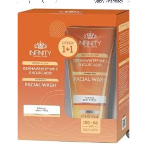 Infinity Insta Glow Dermawhite Facial Wash with Kojic Acid for All Skin Types (150ml+50ml Free) - non comedogenic