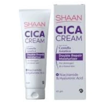 Shaan Cica Double Repairing & Moisturizing Face & Body Cream with Centella Asiatica, Niacinamide & Hyaluronic Acid for All Skin Types - non comedogenic, fragrance free, parabens free
