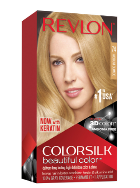 Revlon 3D Colorsilk Permanent Hair Coloring Kit with Keratin Medium Blonde 74 - ammonia free