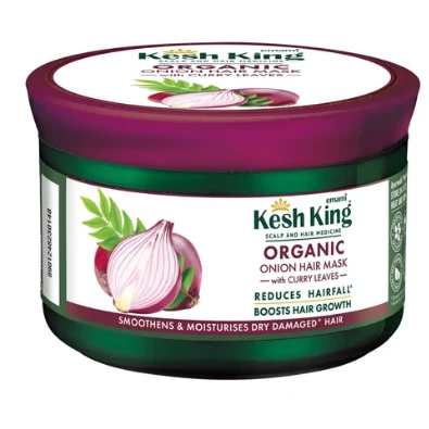 Kesh King Organic Smoothening, Moisturizing & Anti-Hair Fall Mask with Onion Extract & Curry Leaves for Dry & Damaged Hair - parabens free, silicone free, harmful chemicals free