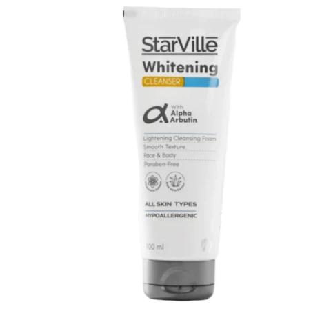 StarVille Hypoallergenic Whitening & Lightening Face & Body Foaming Cleanser with Alpha Arbutin, Chamomile & Aloe Vera Extracts for All Skin Types - parabens free