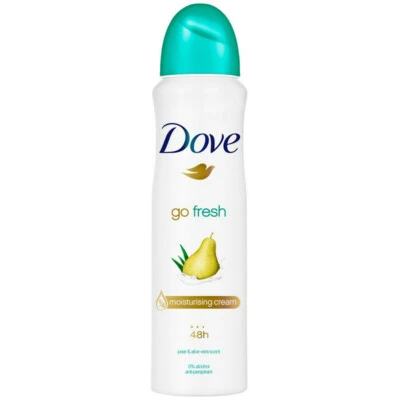 Dove Go Fresh Antiperspirant & Anti Transpirant Deodorant Spray with Moisturizing Cream Pear & Aloe Vera Scent - alcohol free