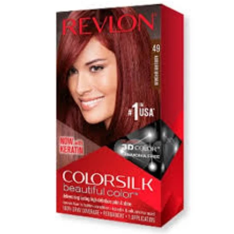Revlon 3D Colorsilk Permanent Hair Color Dark Auburn Brown 49 - ammonia free