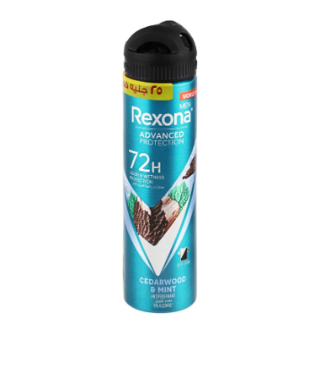 Rexona Men Advanced Protection 72H Anti-Stain & Antiperspirant Deodorant Spray Cedarwood & Mint Scent (-25 EGP) - alcohol free