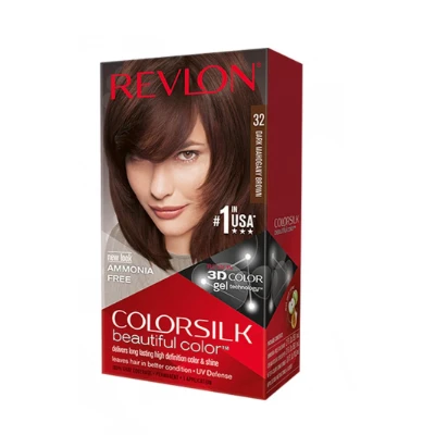 Revlon 3D Colorsilk Permanent Hair Color Dark Mahogany Brown 32 - ammonia free