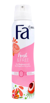 Fa Freshly Free Antibacterial Women's Deodorant Spray Grapefruit & Lychee Scent with Magnesium Complex - alcohol free, aluminum salts free, vegan