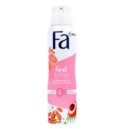 Fa Freshly Free Antibacterial Women's Deodorant Spray Grapefruit & Lychee Scent with Magnesium Complex - alcohol free, aluminum salts free, vegan