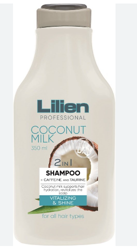 Lilien Professional Vitalizing, Hydrating & Shining Shampoo with Coconut Milk, Caffeine & Taurine for All Hair Types
