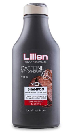 Lilien Professional Men Energizing, Shining & Anti-Dandruff Shampoo with Panthenol, Taurine & Caffeine for All Hair Types