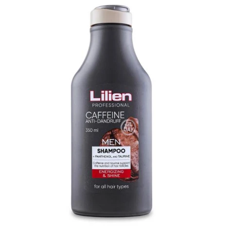 Lilien Professional Men Energizing, Shining & Anti-Dandruff Shampoo with Panthenol, Taurine & Caffeine for All Hair Types