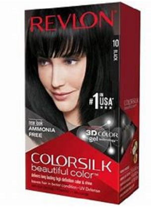 Revlon 3D Colorsilk Permanent Hair Coloring Kit with Keratin Black 10 - ammonia free
