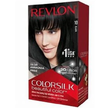 Revlon 3D Colorsilk Permanent Hair Coloring Kit with Keratin Black 10 - ammonia free