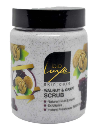 Bio Luxe Skin Care Exfoliating Scrub with Walnut & Grape Extracts