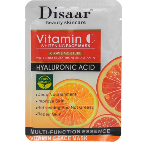 Disaar Organic Non-Greasy Whitening, Glowing & Moisturizing Face Masks with Vitamin C, Hyaluronic Acid & Berry Glutathione