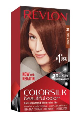 Revlon 3D Colorsilk Permanent Hair Coloring Kit with Keratin Dark Auburn 31 - ammonia free