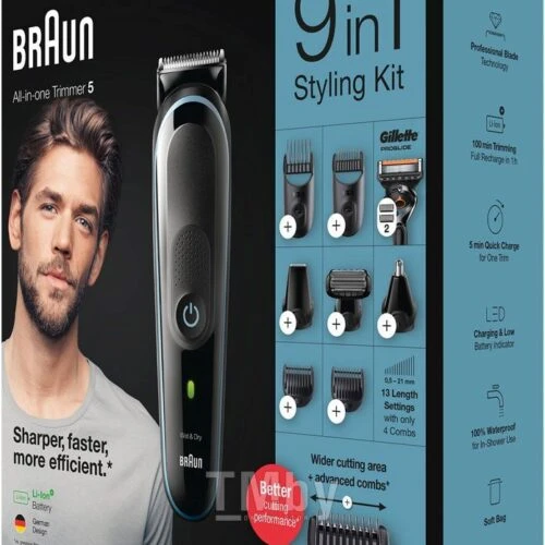 Braun All in One Trimmer Styling Kit 5 - Black & Blue