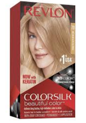 Revlon 3D Colorsilk Permanent Hair Coloring Kit with Keratin Medium Ash Blonde 70 - ammonia free