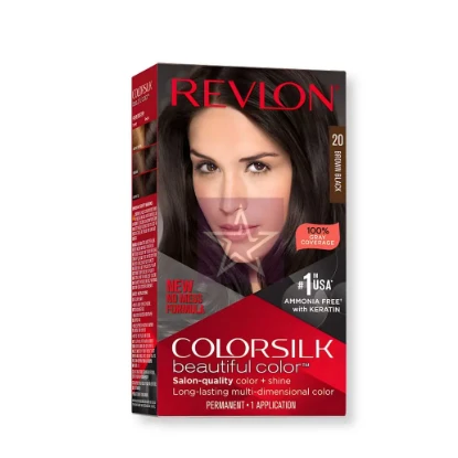 Revlon 3D Colorsilk Permanent Hair Color Brown Black 20 - ammonia free