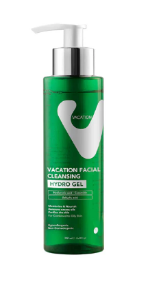 Vacation Hypoallergenic Anti-Aging Hydro Facial Cleansing Gel with Hyaluronic Acid, Vitamin E, Tea Tree Oil & Ceramide-1 for All Skin Types - non comedogenic