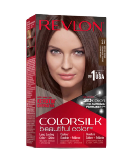 Revlon 3D Colorsilk Permanent Hair Coloring Kit with Keratin Deep Rich Brown 27 - ammonia free