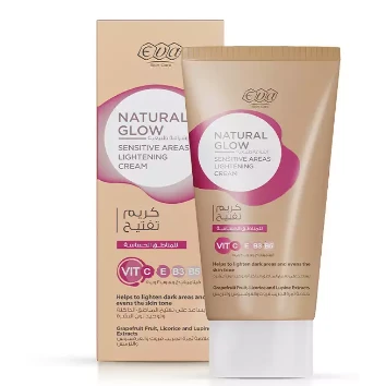 Eva Skin Care Natural Glow Lightening Cream with Grapefuit, Licorice & Lupine Extracts for Sensitive Areas