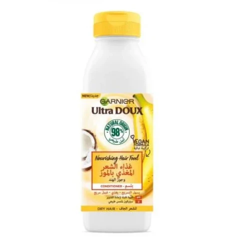 Garnier Ultra Doux Nourishing Hair Food Conditioner with Banana & Coconut Extracts for Dry Hair - vegan, silicone free