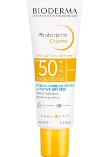 Bioderma Photoderm Creme Water-Resistant Moisturizing Facial Sunscreen for Sensitive & Dry Skin SPF50+ PA++++ Invisible - fragrance free