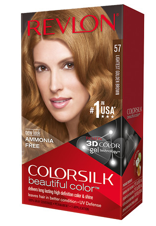 Revlon 3D Colorsilk Permanent Hair Coloring Kit with Keratin Lightest Golden Brown 57 - ammonia free