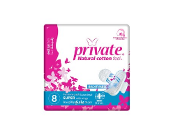 Private Extra Thin Super Pads with Wings