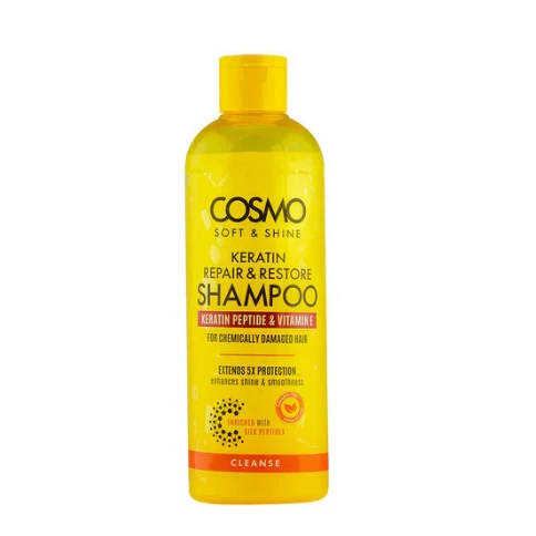Cosmo Repairing, Restoring & Smoothing Shampoo with Keratin, Peptide & Vitamin E for Chemically Damaged Hair - parabens free, phthalates free, mineral oil free