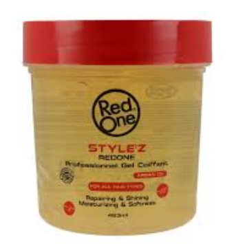Red One Style'z Repairing, Shining & Moisturizing Professional Styling Gel with Argan Oil for All Hair Types Max Hold 10 - alcohol free