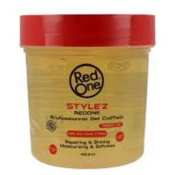 Red One Style'z Repairing, Shining & Moisturizing Professional Styling Gel with Argan Oil for All Hair Types Max Hold 10 - alcohol free
