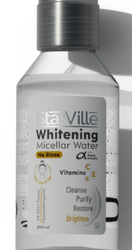 StarVille Hypoallergenic Whitening, Brightening & Restoring Micellar Water with Alpha Arbutin & Vitamin E for All Skin Types
