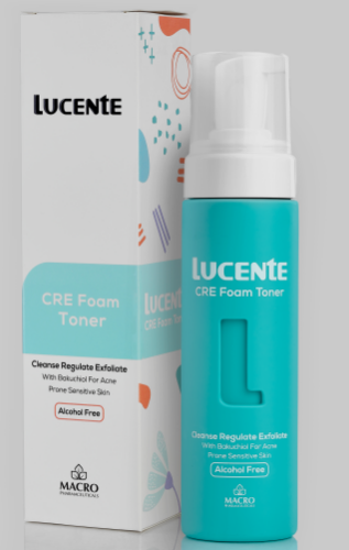Lucente CRE Foaming Facial Toner with Bakuchiol for Sensitive & Acne-Prone Skin - alcohol free, parabens free, soap free